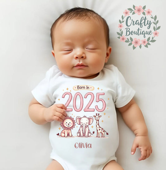 Personalised Baby Grow, Born In 2025 New Baby Bodysuit - 1081