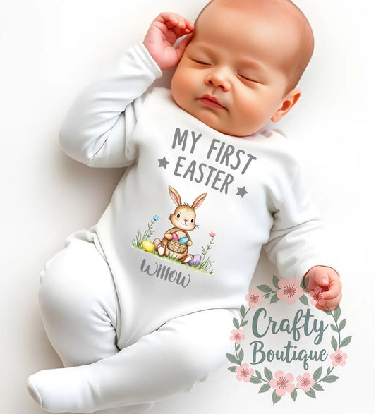 My First Easter New Baby Cute Bunny Bodysuit, Sleepsuit, Bib - 1082