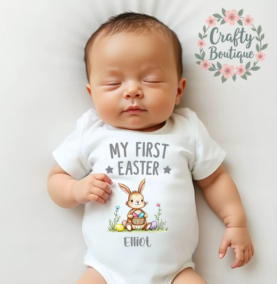 My First Easter New Baby Cute Bunny Bodysuit, Sleepsuit, Bib - 1082